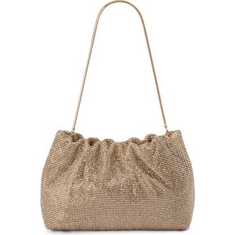 Olga Berg Jessie Crystal Mesh Pouch in Gold at Nordstrom