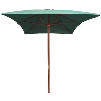 Berkfield Home Parasol 200x300 cm Wooden Pole Green