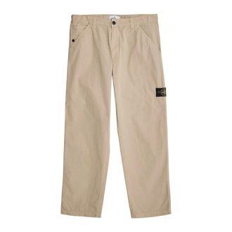 Stone Island Straight Trousers, male, Beige, Size: W31 Relaxed-fit Chino Trousers