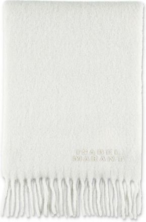 Isabel Marant Isabel Marant, Winter Scarves, female, Beige, Size: ONE SIZE Firny Wool Scarf Fringed Logo