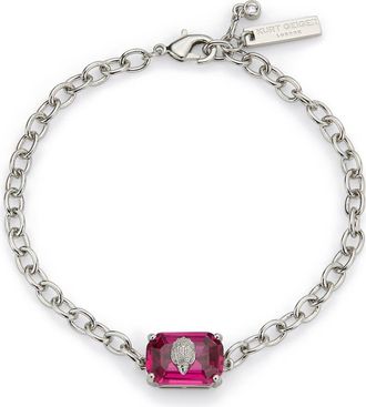 Kurt Geiger Emerald Cut Crystal Eagles Head Chain Bracelet in Fuchsia at Nordstrom Rack