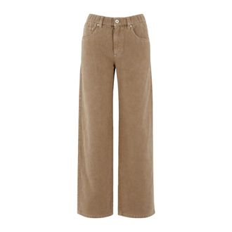 Brunello Cucinelli Brunello Cucinelli, Wide Jeans, female, Brown, Size: 2XS Contemporary Trousers