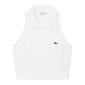 Lacoste L.12.D Slim Fit Mouwloze Poloshirt - Dames - Tops zonder mouwen - Wit - XS - Katoen - Tops