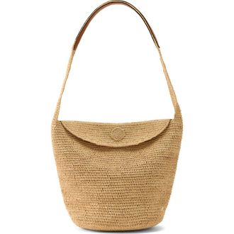 Helen Kaminski Yala Crochet Raffia Shoulder Bag in Natural/Cotto at Nordstrom