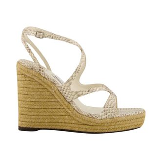 Jimmy Choo London Schoenen, Dames, Beige, 37 EU, Leer, Ayla 110 Wedges