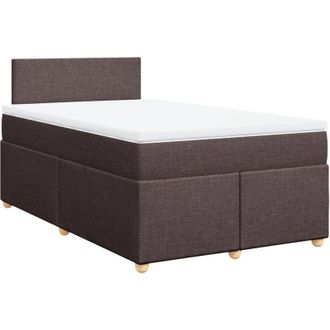 vidaXL Vidaxl - Cama Box Spring Con Colch&oacute;n Tela Marr&oacute;n Oscuro 120x200 Cm