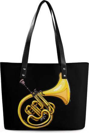 Generic French Horn Tote Bags for Women Cute Shoulder Purses Handbags