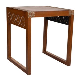 Wanderlust Deco Mesa de madera y metal marr&oacute;n 42x40x48