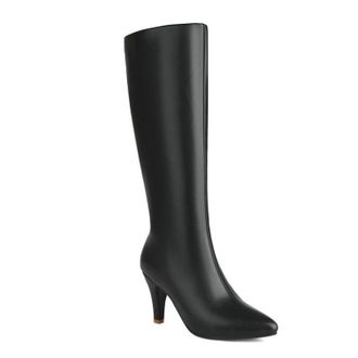 Generic Black,6.5 UK,Knee High Boots for Womens Pointed Toe Kitten Heel Long Boot Side Zipper Fall Winter Fashion Dress Shoes