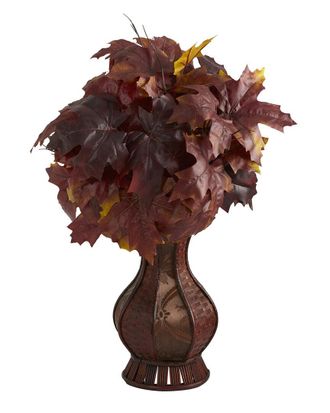 Nearly Natural 24In Autumn Maple Leaf Artificial Plant In Decorative Planter