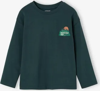 Vertbaudet Jungen Langarmshirt mit Print vorne und hinten tannengr&uuml;n
