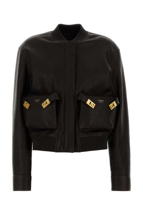 Ferragamo Dark Brown Leather Bomber Jacket