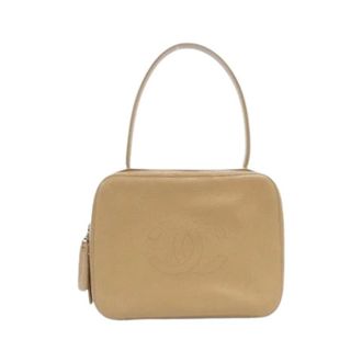 Chanel Pre-owned Vintage Handtas - Dames - Pre-owned - Beige - Maat: ONE Size Leer