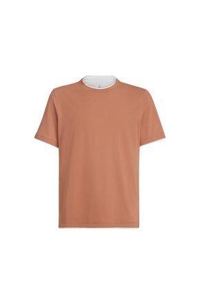 Brunello Cucinelli T-shirt with faux-layering in Apricot at Nordstrom, Size Xxx-Large Eu