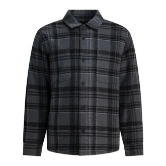 Vince Sherpa-Gevoerde Plaid Overhemdjas - Heren - Zomerjassen - Grijs - M - Leer - Jassen