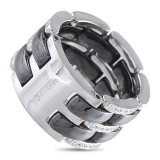 Chanel Pre-Owned Chanel ULTRA 18K White Gold 0.38ct Diamond and Black Ceramic Ring CH02 042726