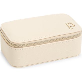 Nordstrom Initial Rectangular Jewelry Box in P- Cream- Gold at Nordstrom Rack