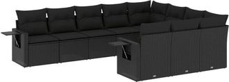 vidaXL Vidaxl - Set De Sof&aacute;s De Jard&iacute;n 10 Pzas Cojines Rat&aacute;n Sint&eacute;tico Negro