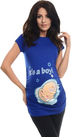 Purpless Maternity Printed Slogan Cotton Pregnancy Top T-Shirt Tee Its a Boy Print 2002 (10, Royal Blue)