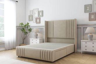 Sloomy Camden Coniston Divan Base No Drawers - 54 Wing Headboard-Footboard in Cream | Size: Small Single