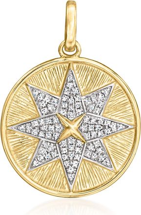 Ross-Simons Diamond Starburst Pendant in 14kt Yellow Gold