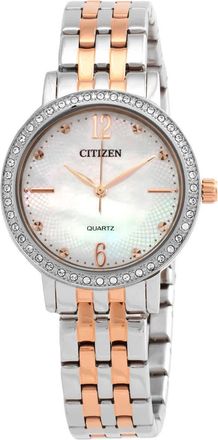 Citizen Quartz Crystal Mother of Pearl Dial Two-Tone Ladies Watch EL3106-59D