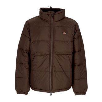 Dickies Waterafstotende Donsjas met Verstelbare Kraag - Heren - Winterjassen - Bruin - S - Polyester - Jassen