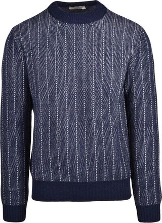 Wool & Co Crew Neck Sweater With Vertical Ribbed Detail