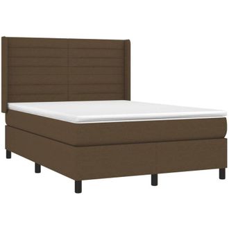 vidaXL Vidaxl - Cama Box Spring Con Colch&oacute;n Tela Marr&oacute;n Oscuro 140x200 Cm