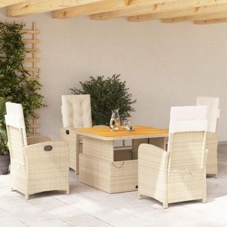 vidaXL Set Comedor De Jard&iacute;n 5 Pzas Con Cojines Rat&aacute;n Sint&eacute;tico Beige Vidaxl