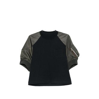 sacai Panelled Raglan-sleeve T-shirt