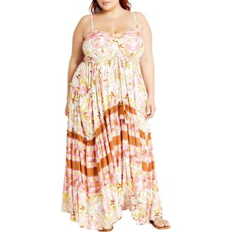 City Chic Lilah Love Floral Maxi Dress in Ivory Free Spirit at Nordstrom Rack, Size Xl/22W