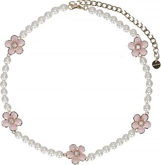 Self Portrait Pf 26 Emaille Bloemen Parel Choker - Dames - Kettingen - Roze - ONE Size - Accessoires