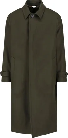 Boglioli Green Wool Concealed Placket Coat