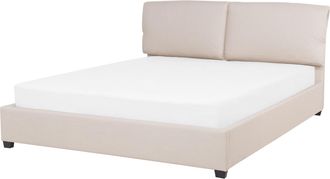 Beliani Cama De Agua De Poli&eacute;ster Beige Claro Madera Oscura 160 X 200 Cm Cabecero Belfort