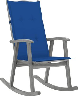 vidaXL Silla Mecedora Con Cojines Madera Maciza De Acacia Gris Vidaxl