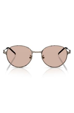 Diesel 52mm Round Sunglasses in Paper Transfer Silver /Brown at Nordstrom