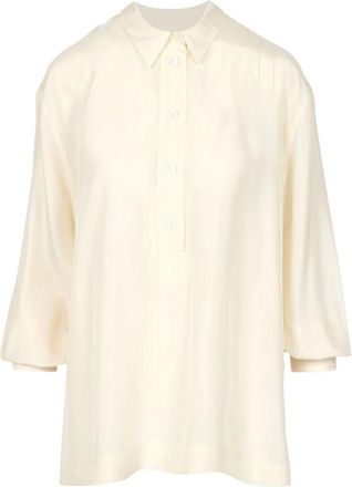 Mauro Grifoni Polo-stijl Shirt van Zijde - Dames - Overhemden - Beige - S - Overhemden