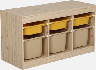 Sweeek Mueble De Almacenamiento Para Ni&ntilde;os Con Decoraci&oacute;n De Madera Y 6 Cajones De Almacenamiento Coloridos