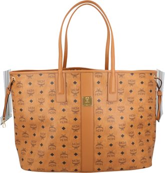 MCM Womens Reversible Liz Shopper in Visetos - Brown Leather - One Size