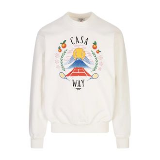 Casablanca Hoodies & sweatvesten, Heren, Wit, M, Katoen, Casa Way Mountain Geborduurde Sweatshirt
