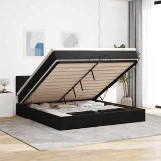vidaXL Estructura Cama Otomana Con Colch&oacute;n Terciopelo Negra 200x200 Cm Vidaxl