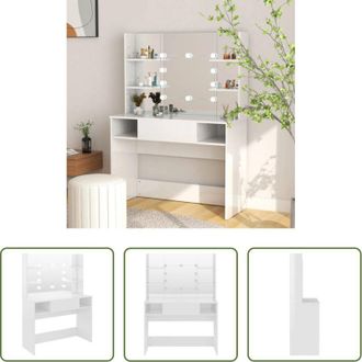 vidaXL Specchio - Toeletta con Luci LED 100x40x135 cm in MDF Bianco Lucido
