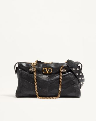 Valentino Garavani Valentino Garavani Panthea Shoulder Bag In Nappa Leather With Chevron Pattern Wo