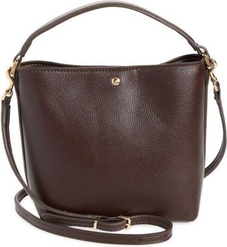 Mango Faux Leather Bucket Bag in Chocolate at Nordstrom