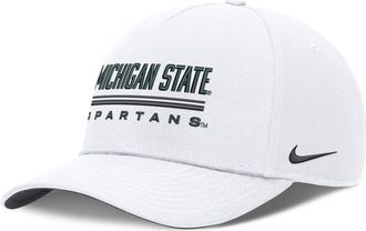 Nike Michigan State Sideline Practice Rise Nike Mens Dri-FIT College Adjustable Hat in White | NC0610AMST-RKB