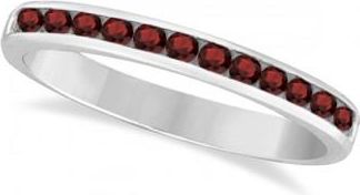 Allurez Garnet Channel-Set Semi-Eternity Ring Band 14k White Gold (0.40ct)