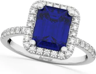Allurez Lab Blue Sapphire & Lab Diamond Engagement Ring 14k in 3.32Ct/white Gold at Nordstrom, Size 8.5