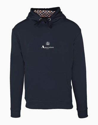 Aquascutum Mens Hooded Neck Long Sleeve Sweatshirt - Navy - Size: 2X large