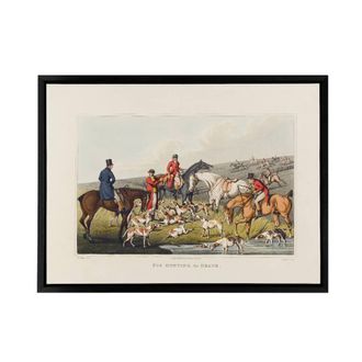 Artery8 Fox Hunting Death Painting Framed Canvas Wall Art Print | Size: W24 x H32